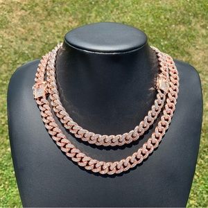 14k Rose Gold Plated 13mm Cuban Link Chain 18” 20” 22” Premium Choker Necklace